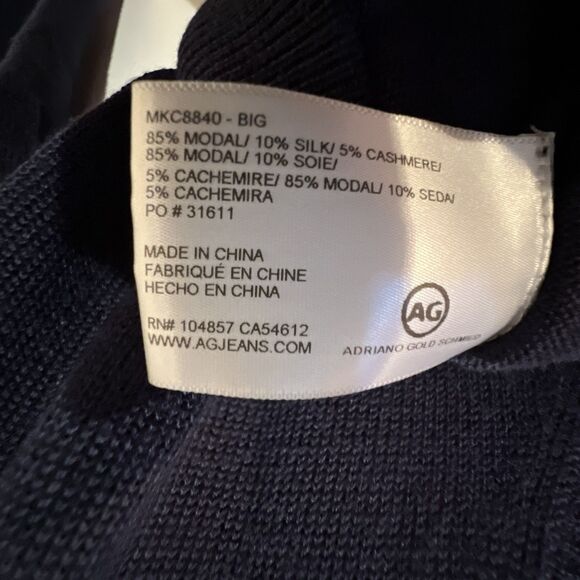 AG Adriano Goldschmied Womens Long Sleeve Pullover Sweater Neck Tie Silk Blend M - Picture 13 of 16